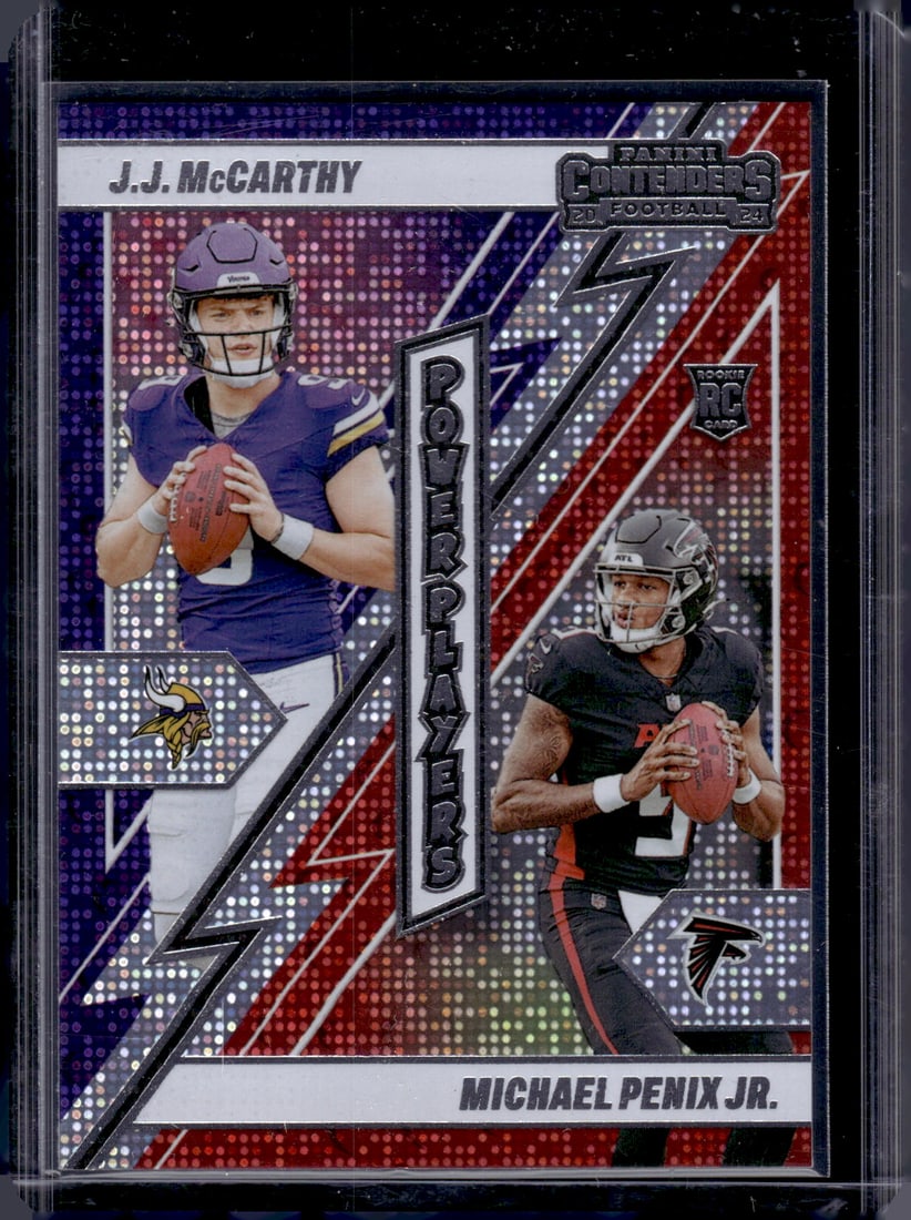 JJ McCarthy/Michael Penix Jr. Power Players Dual Rookie 2024 Contenders #21 (1 of 2)