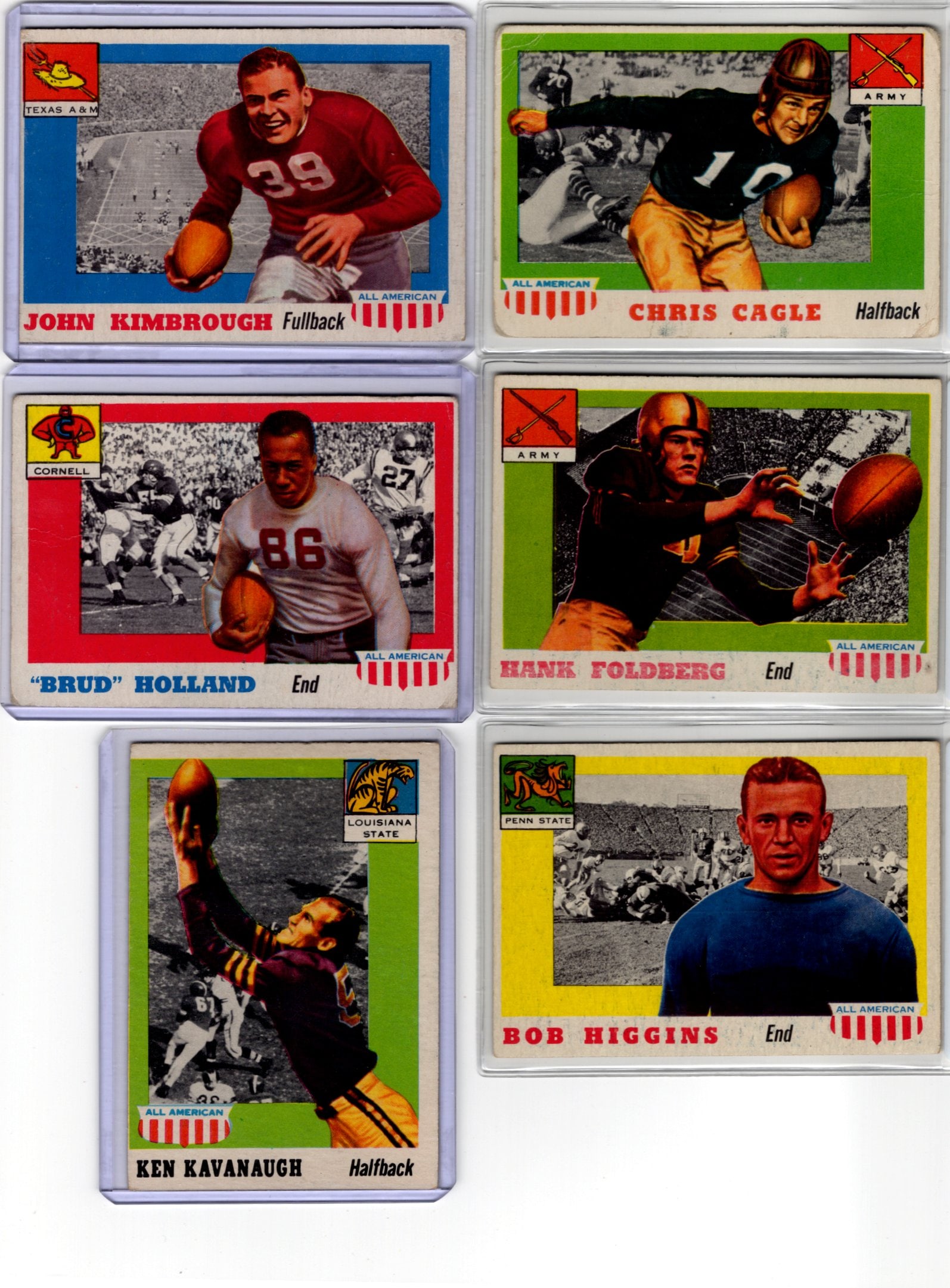 Lot of 6 1955 Topps All-American Football Cards, All Different, See Pics for Cards/Condition (1 of 3)
