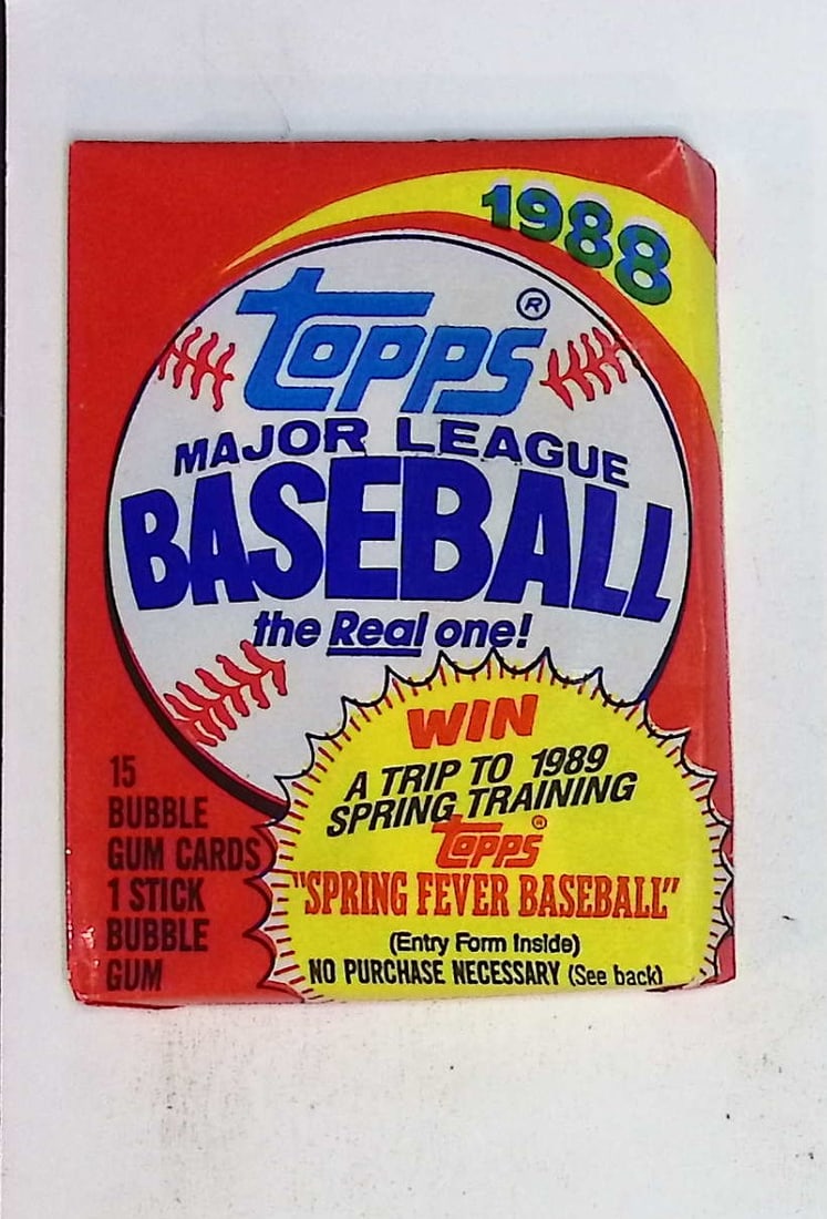 1988 Topps Series 1 Vintage Baseball Card Retail Box Wax Pack Sports Cards: Topps Vintage Rookie Basseball MLB Trading & Sports Cards, Rookie Cards in this Set are Tom Glavine, & Jim Abbott, Old Baseball and Sports Cards For Sale Near Me, World Series Players, Hall of Fame St