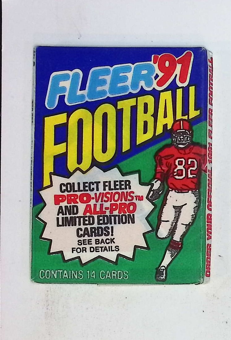 1991 Fleer Football Cards Retail Box Wax Pack Sports Cards Rookie Cards: Fleer Vintage Football NFL Trading & Sports Cards, Superbowl Memorabilia, Old Sports Cards for Sale Near Me, Emmitt Smith, Dan Marino, Joe Montana, John Elway, Valuable Auction Memorabilia Lots for Sa
