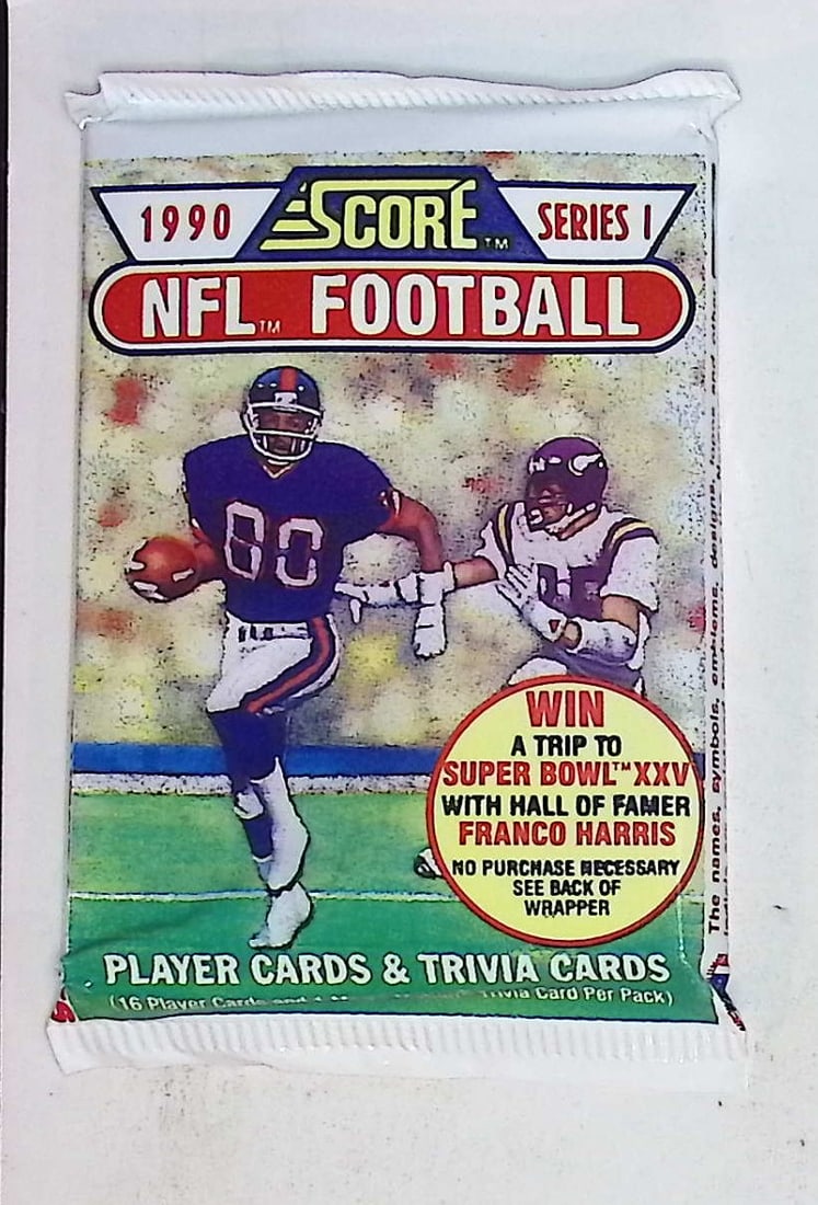 1990 Score Series 1 Vintage Football Card Factory Sealed Retail Box Pack Sports Card: Score Vintage Football Rookie NFL Trading & Sports Cards, Emmitt Smith, Bo Jackson, Barry Sanders, Joe Montana, Jerry Rice, Old Sports Cards for Sale Near Me, Super Bowl & Hall of Fame Players, Valuab