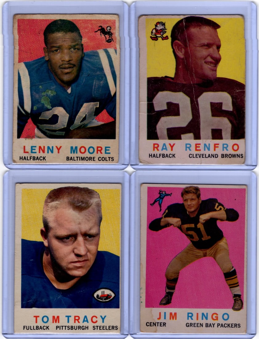 Lot of 4 1959 Topps Vintage Football Cards. All Different, Poor/Low Grade, See Pictures (1 of 2)