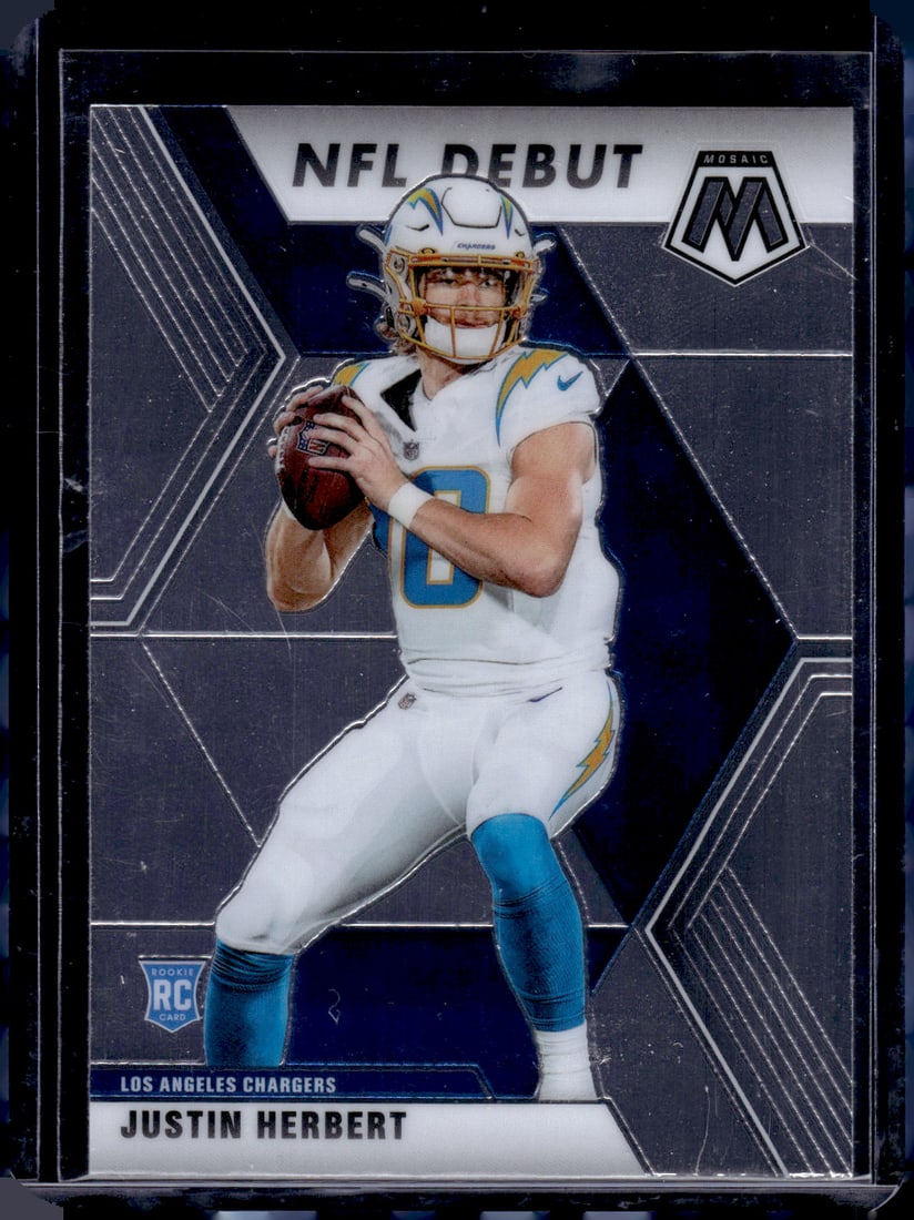 Justin Herbert Rookie Card 2020 Panini Mosaic #263 Los Angeles Chargers (1 of 2)