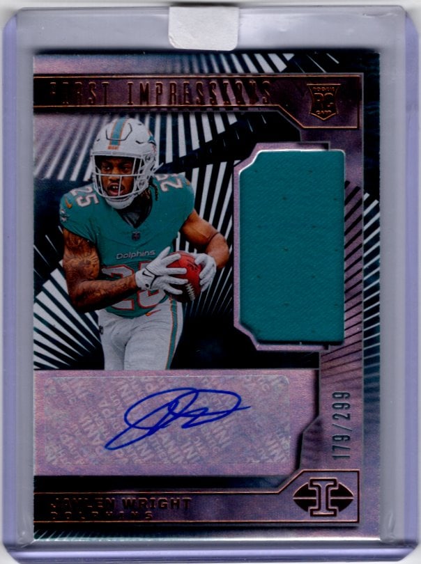 Jaylen Wright Rookie Patch Auto /299 2024 Illusions #127 Miami Dolphins (1 of 2)