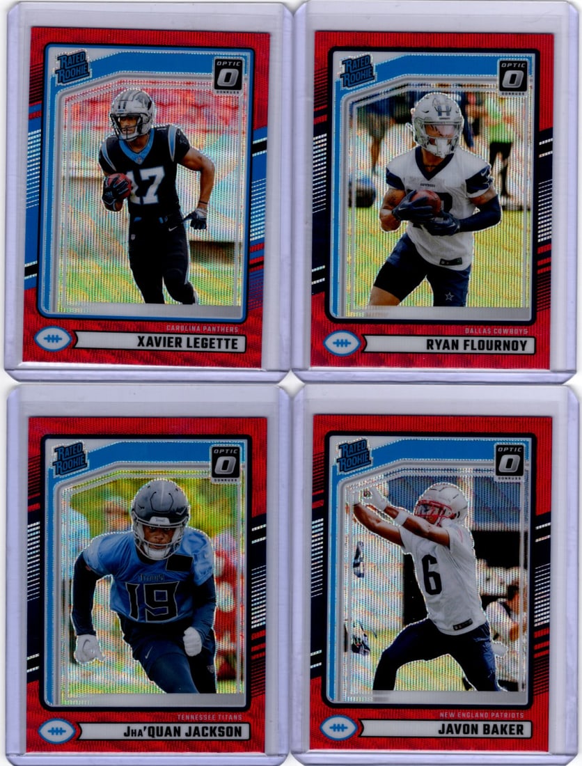Lot of 4 2024 Donruss Optic NFL Red Wave Prizm Rookie Cards. All Different, See Pictures (1 of 2)