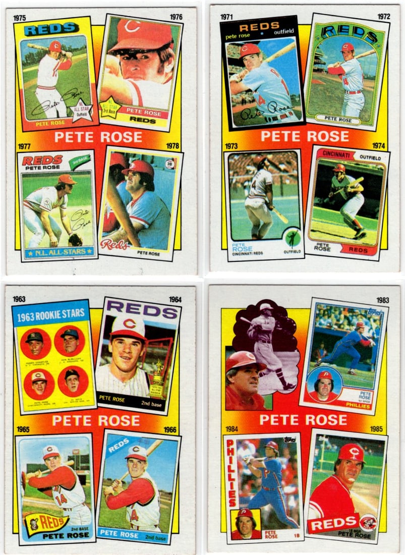 Lot of 4 Pete Rose 1986 Topps Baseball Cards. All Different, See Pictures: Topps Baseball MLB Trading & Sports Cards, Sports Cards for Sale Near Me, World Series & Hall of Fame Players Memorabilia, Refractors, X-Fractors, Numbered, SP, SSP, Valuable Auction Memorabilia Lots