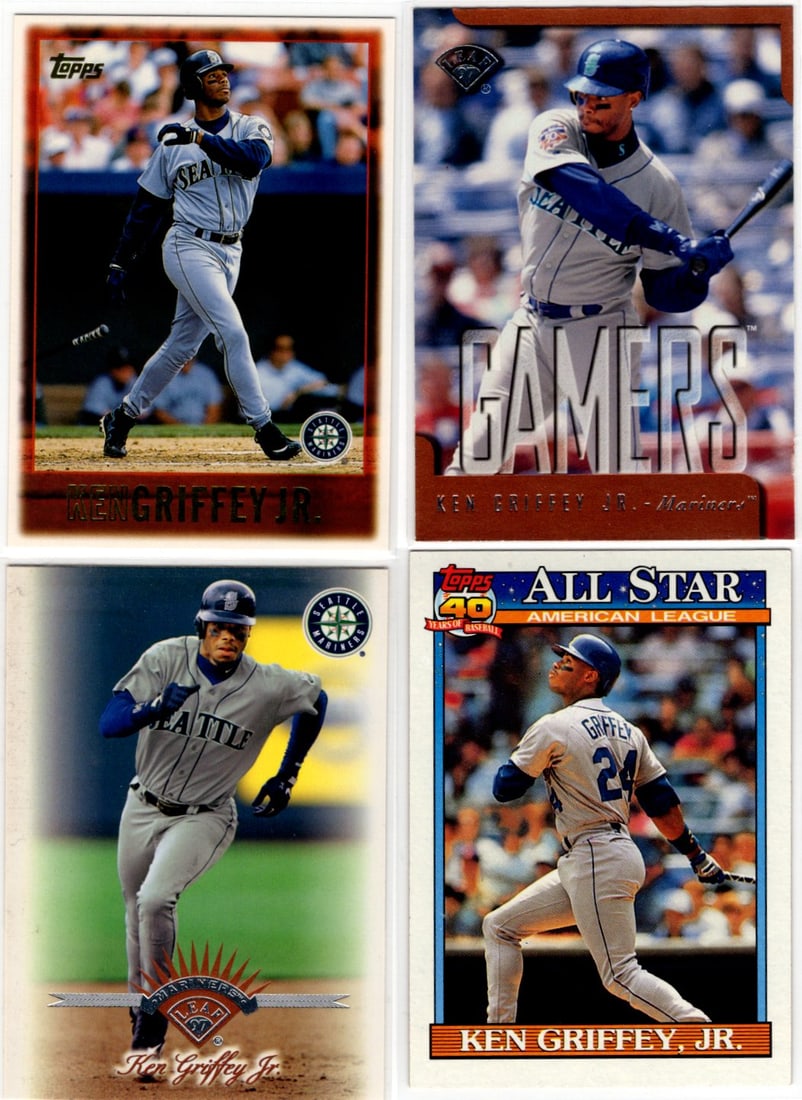 Lot of 4 1990s Ken Griffey Jr. Baseball Cards. All Different, See Pictures (1 of 2)