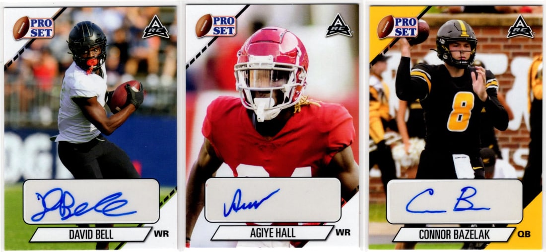 Lot of 3 2021 Leaf Pro Set Rookie Autos. David Bell, Connor Bazelak, Agiye Hall (1 of 2)