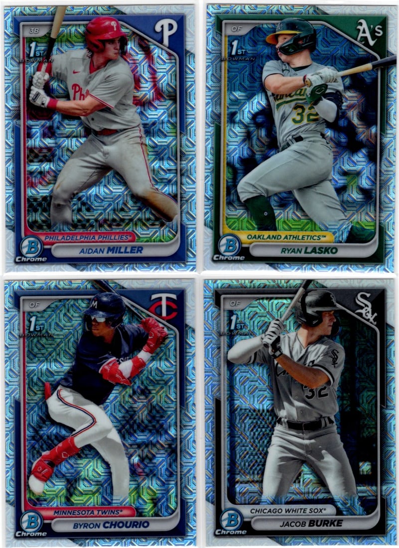 Lot of 4 2024 Bomwan Chrome 1st Bowman Mojo Refractors. All Different, See Pictures (1 of 2)