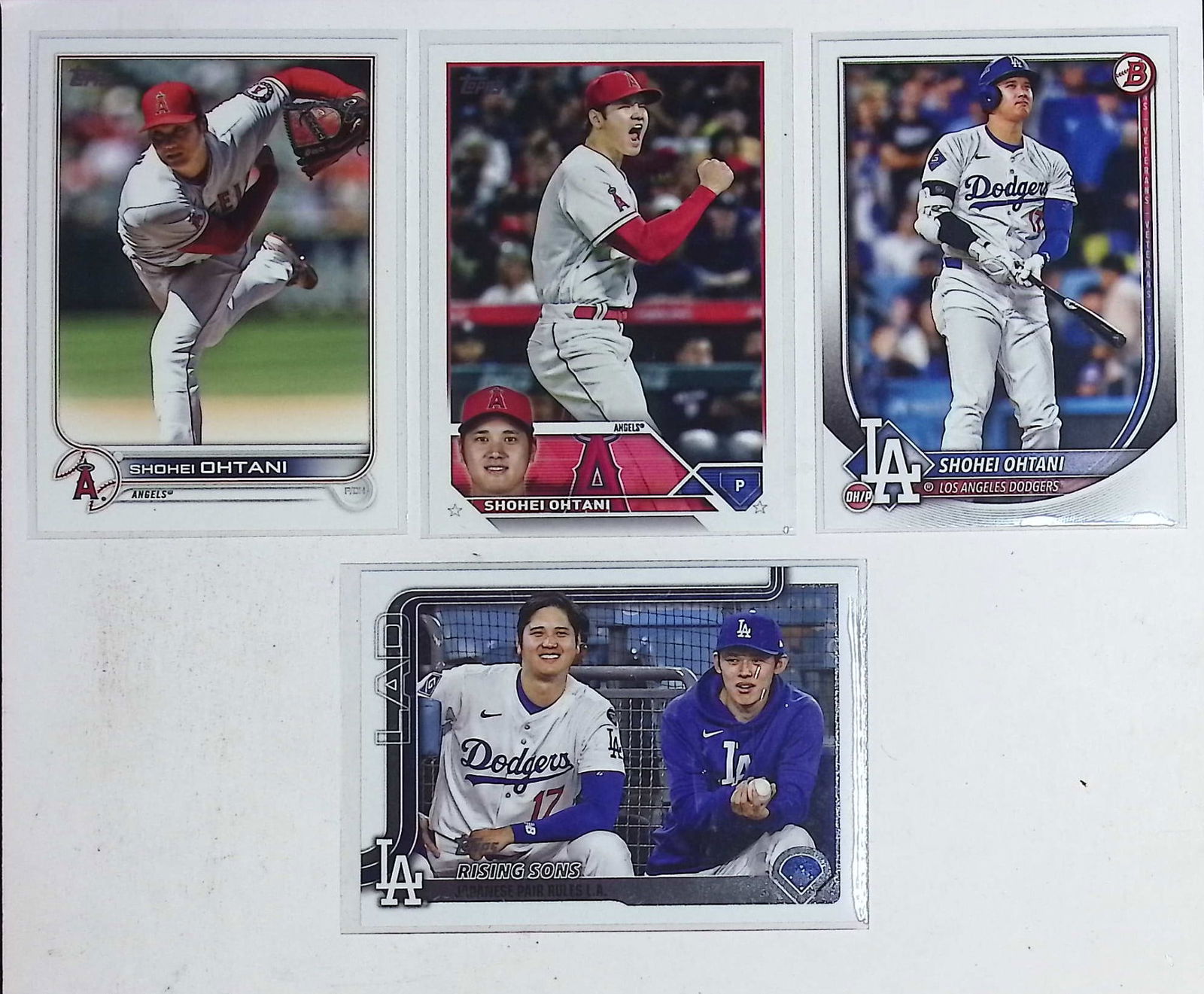 Shohei Ohtani 4 Card Lot of Topps & Bowman Baseball Cards (1 of 2)
