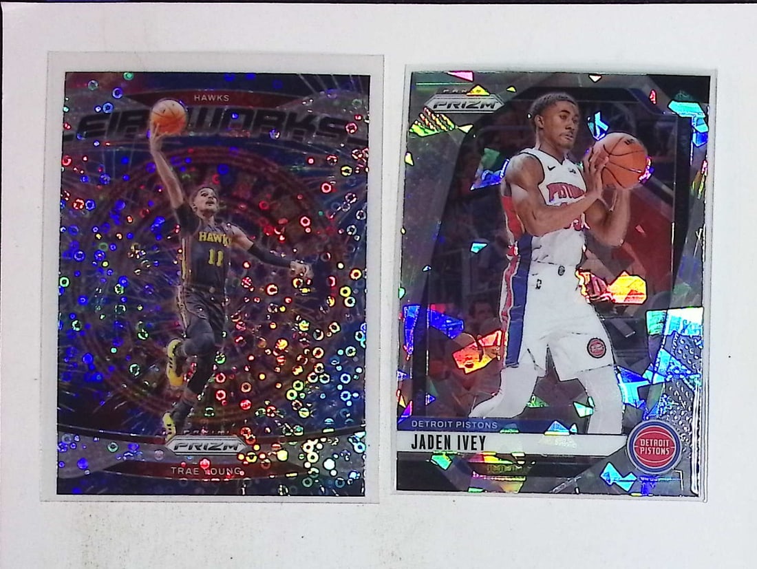 Trae Young Fireworks Fast Break Silver Disco & Jaden Ivey Silver Cracked Ice 2024 Panini Prizm (1 of 2)