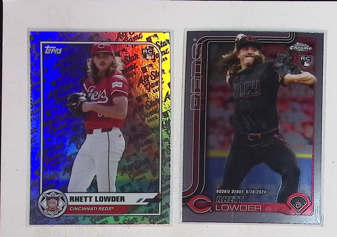 2 - Rhett Lowder Rookie Cards: All-Star Game Rainbow Foil & Update Series Chrome 2025 Topps (1 of 2)