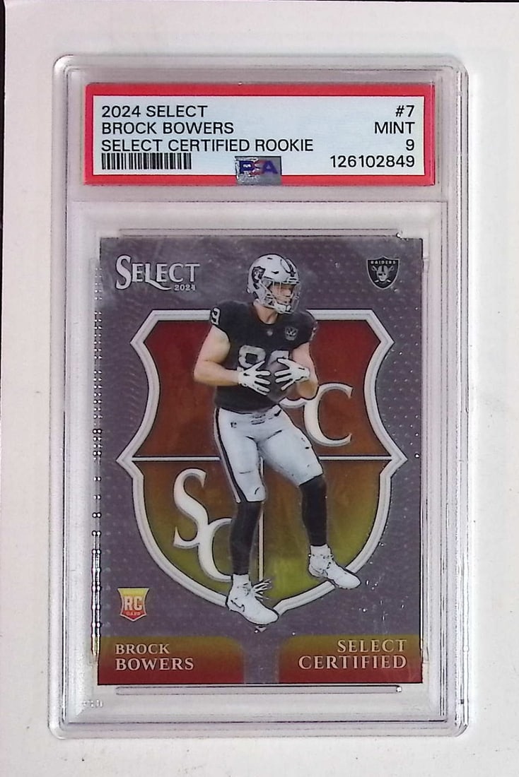 Brock Bowers PSA 9 Select Certified Rookie 2024 Panini Select #7 (1 of 2)