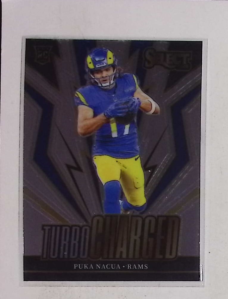 Puka Nacua Rookie Card TurboCharged 2023 Panini Select #TUR-PNA: Panini Select, Prizm, Mosaic, Contenders, Zenith, Phoenix, Illusions, Absolute, Rookie NFL Sports Trading Cards, SP, SSP, Cards, Football Cards for Sale Near Me, Superbowl & Hall of Fame Player Cards,