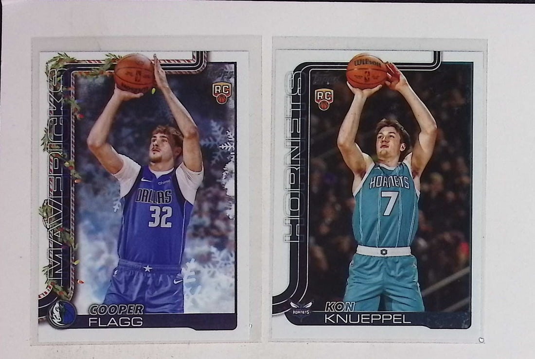 Cooper Flagg & Kon Knueppel 2025 Topps Holiday & Flagship Rookie Cards #'s: H161 & 204 (1 of 2)