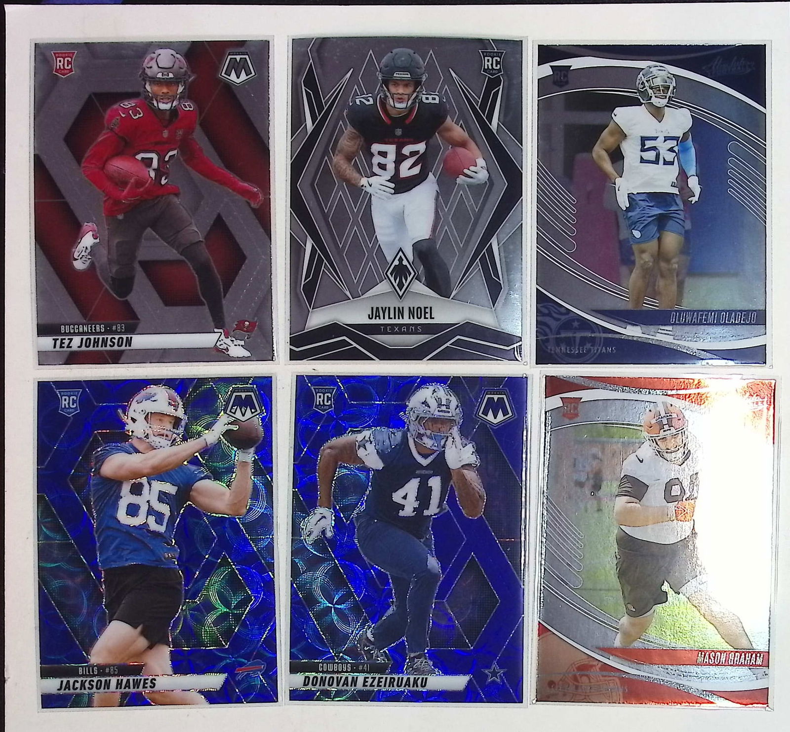 6 Panini NFL Rookie Cards Mosaic, Phoenix, & Absolute; 2 Blue Scope Variants (1 of 2)