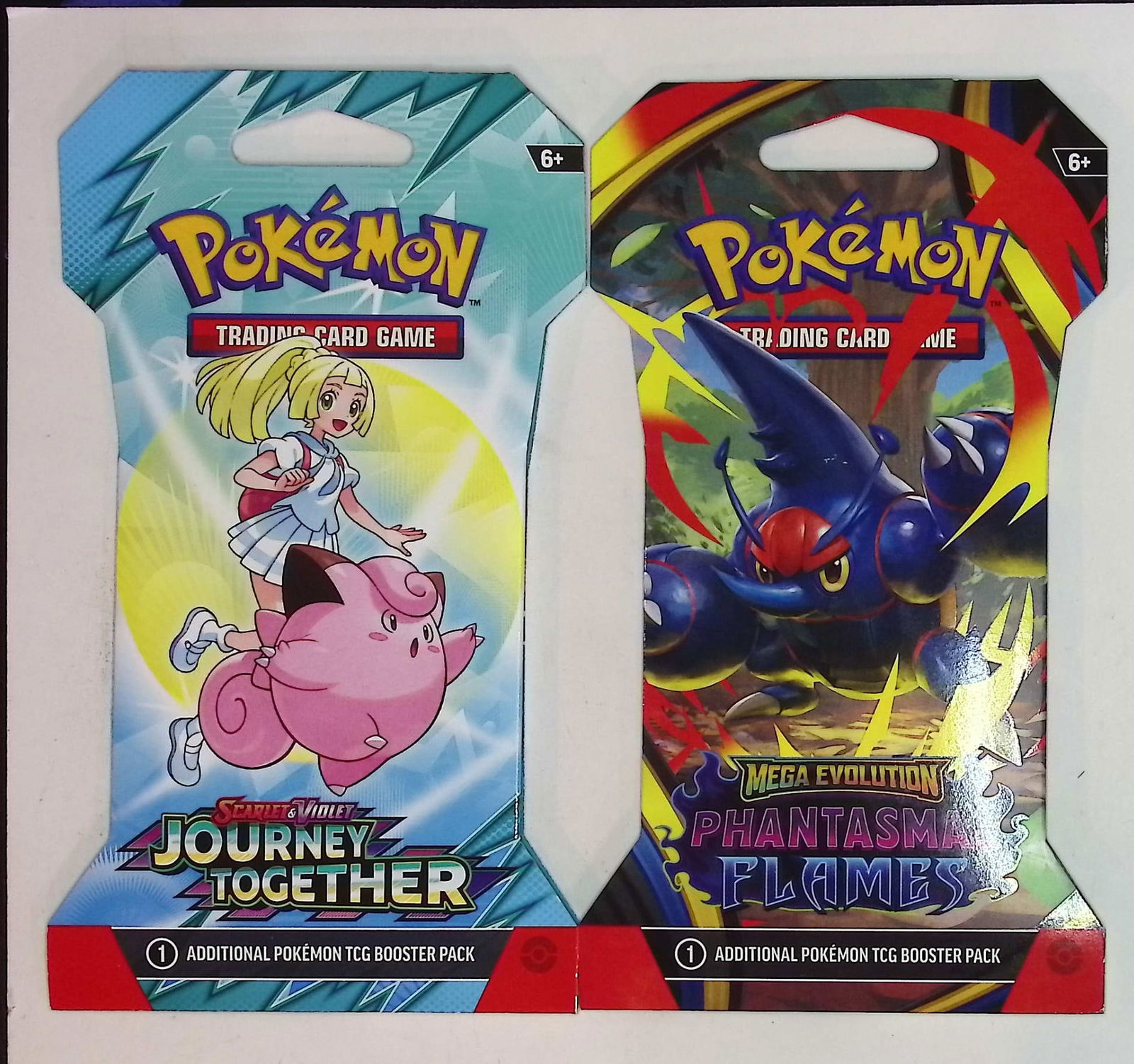 2 COUNT: 1 - 2025 Pokemon Journey Together Booster Pack & 1 - 2025 Phantasmal Flames Booster Pack (1 of 1)