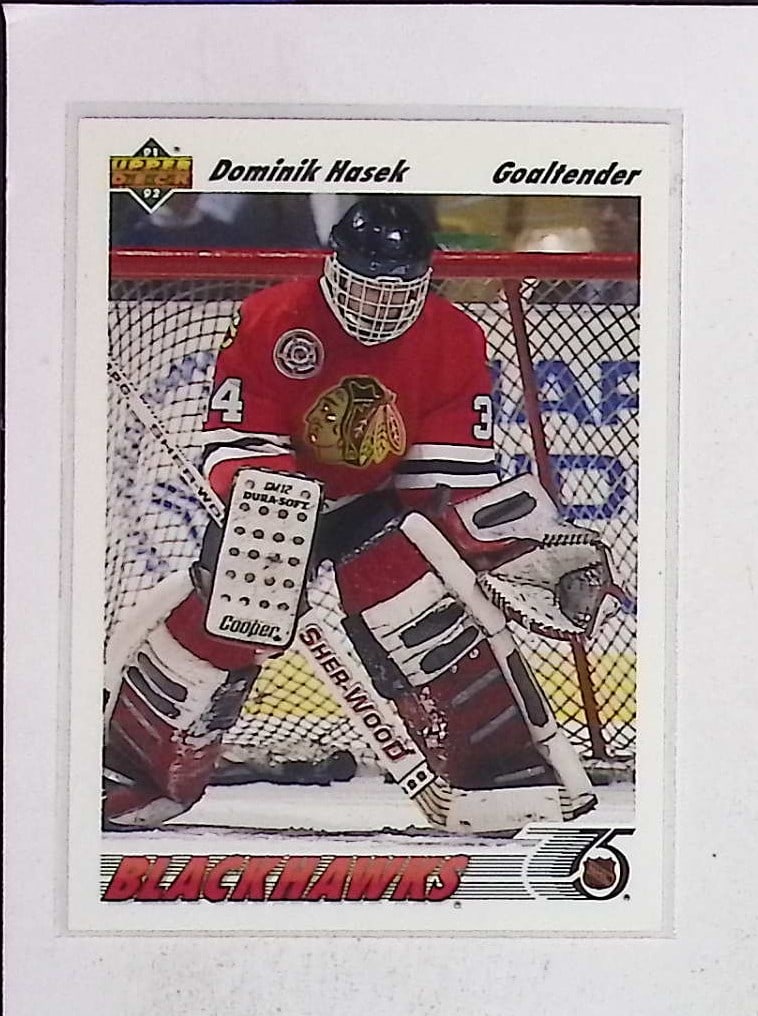 Dominik Hasek Rookie Card 1991 Upper Deck #335 Vintage Hockey Card: Upper Deck Vintage NHL Hockey Trading & Sports Cards, Old Sports Cards for Sale Near Me, Stanley Cup & Hall of Fame Players, Valuable Auction Memorabilia Lots for Sale On Line