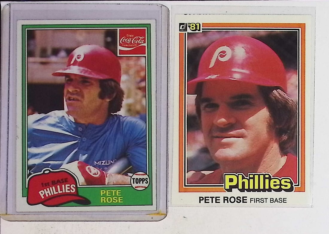 Pete Rose 1981 Donruss 1st Edition Collector's Series & Topps Coca Cola Vintage Baseball Cards (1 of 2)