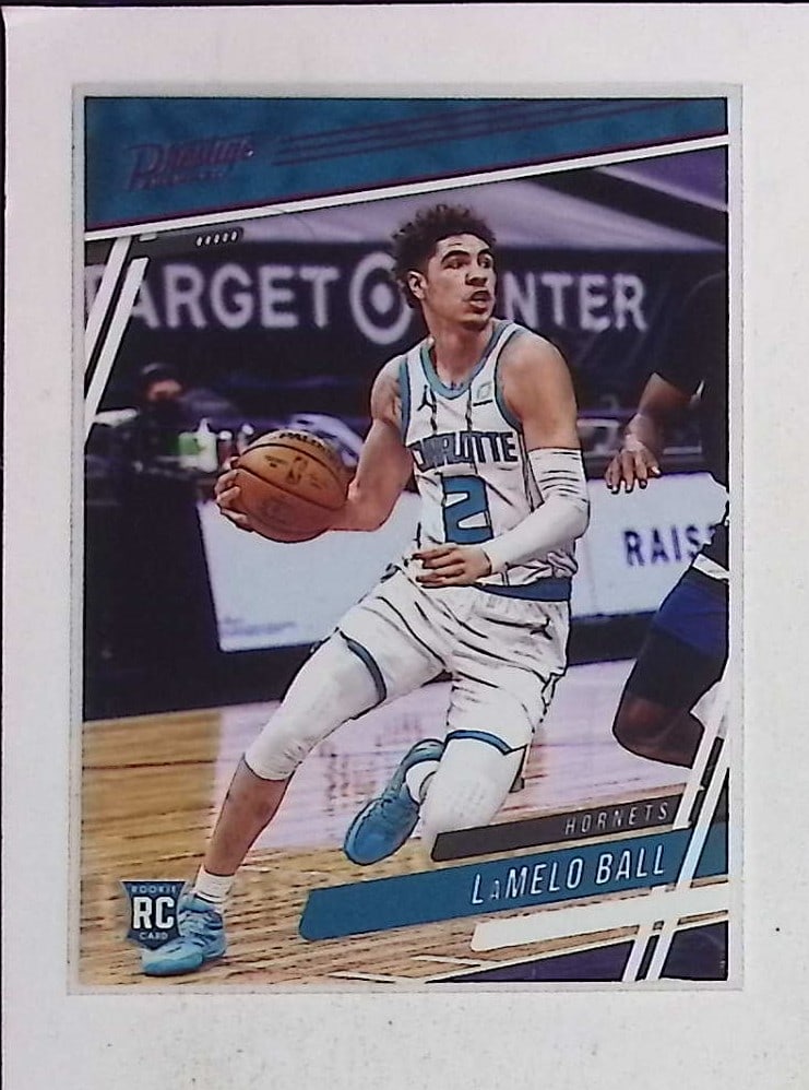 LaMelo Ball Pink Rookie Card 2020 Panini Chronicles Prestige #72: Panini Select, Prizm, Mosaic, Contenders, Revolution, Phoenix, NBA Hoops, Rookie NFL Sports Trading Cards, Silver, SP, SSP, Wave Prizms, Numbered Cards, Basketball sports Cards for Sale Near Me, NBA C