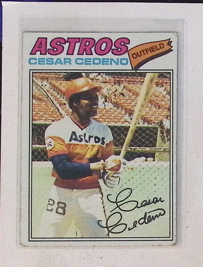 Cesar Cedeno 1977 Topps #90 Vintage Baseball Trading Card (1 of 2)