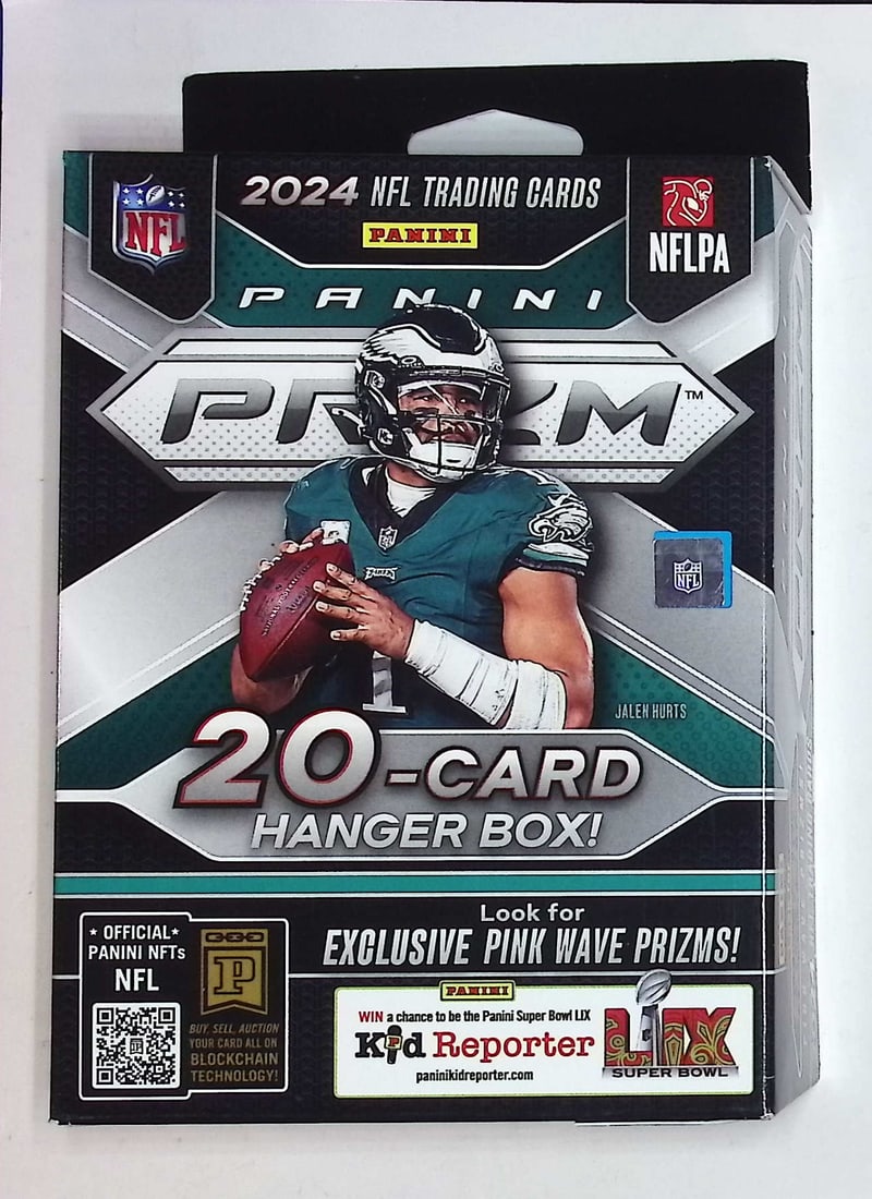 2024-25 Panini Prizm Football HANGER BOX - Jayden Daniels, Pink Wave Prizms, Bo Nix: Panini Rookie Football NFL Trading & Sports Cards, Rookie Cards in This Set are Jayden Daniels, Bo Nix, Drake Maye, Marvin Harrison, Jr, JJ McCarthy, Football & Sports Cards for Sale Near Me, Silver,