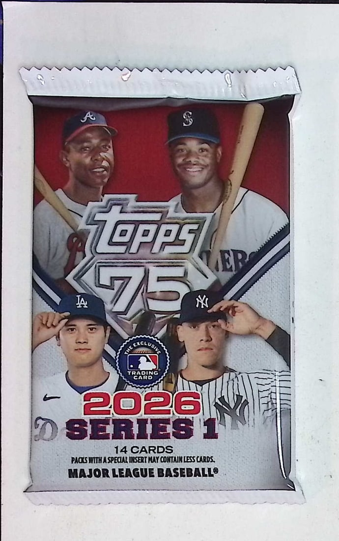 2026 Topps Series 1 Baseball 75th Anniversary Mega Box Pack: Factory Sealed Topps Baseball MLB Trading & Sports Cards, Rookie Cards in this set are James Wood, Dylan Crews, Speckled, SP, SSP, Variations, Autographs, Chrome, Refractors, 1976 Topps, Sports Cards