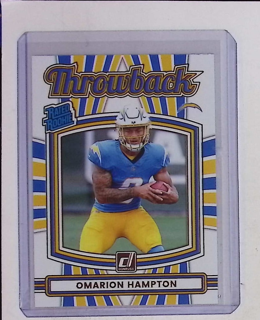 Omarion Hampton Rated Rookie Throwback Insert Card 2025 Donruss #14 (1 of 2)