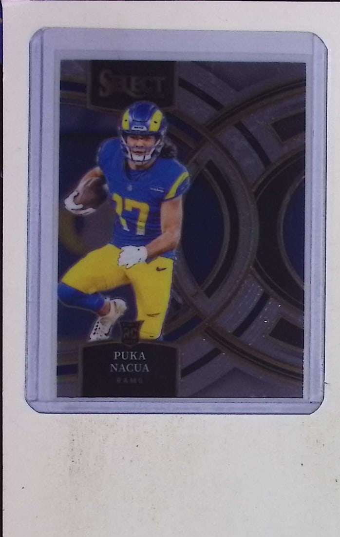 Puka Nacua Rookie Card Premier Level 2023 Panini Select #199: Panini Select, Prizm, Mosaic, Contenders, Zenith, Phoenix, Illusions, Absolute, Rookie NFL Sports Trading Cards, SP, SSP, Cards, Football Cards for Sale Near Me, Superbowl & Hall of Fame Player Cards,