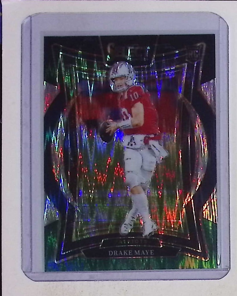 Drake Maye Rookie Card Black & Green Shock Prizm 2024 Panini Select #27 (1 of 2)