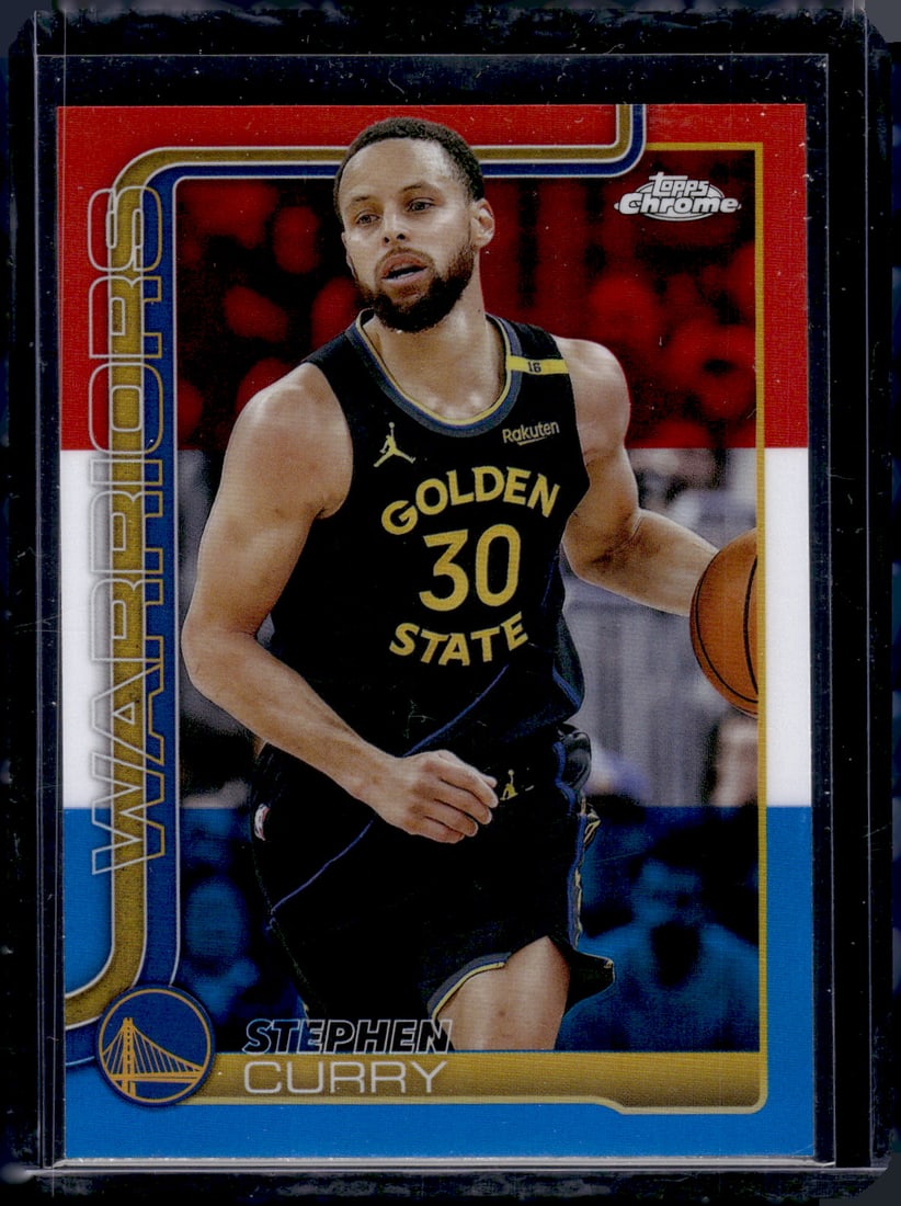 Stephen Curry Red/White/Blue Refractor 2025-26 Topps Chrome #201 Golden State Warriors (1 of 2)
