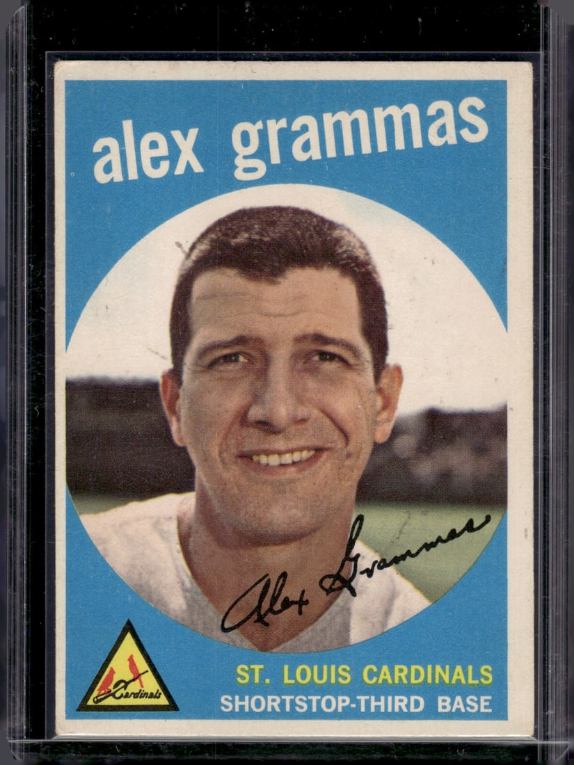 Alex Grammas 1959 Topps #6 St. Louis Cardinals Vintage Baseball Card: Topps Baseball MLB Trading & Sports Cards, Sports Cards for Sale Near Me, World Series & Hall of Fame Players Memorabilia, Refractors, X-Fractors, Numbered, SP, SSP, Valuable Auction Memorabilia Lots