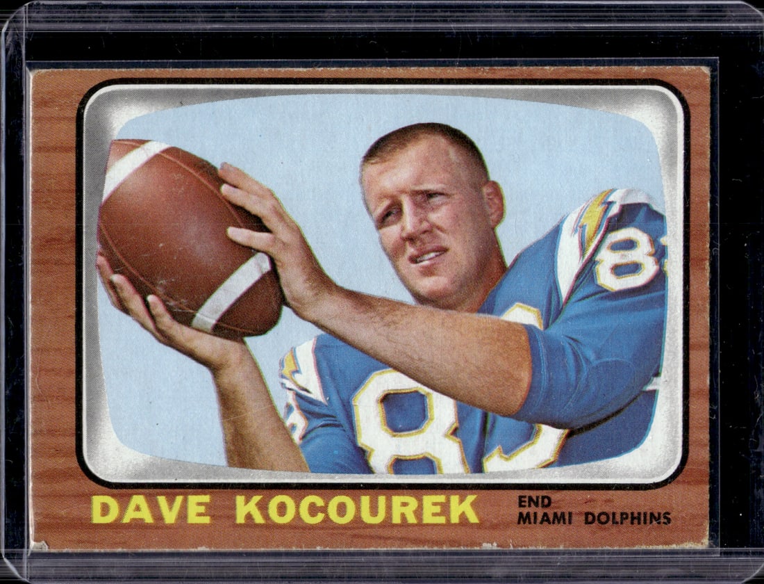 Dave Kocourek 1966 Topps #82 Miami Dolphins Vintage Football Card: Topps Football NFL Trading Sports Cards, Sports Cards for Sale Near Me, Super Bowl & Hall of Fame Player Cards, Resurgence, Composite, SP, SSP, Valuable Auction Memorabilia Lots For Sale On Line