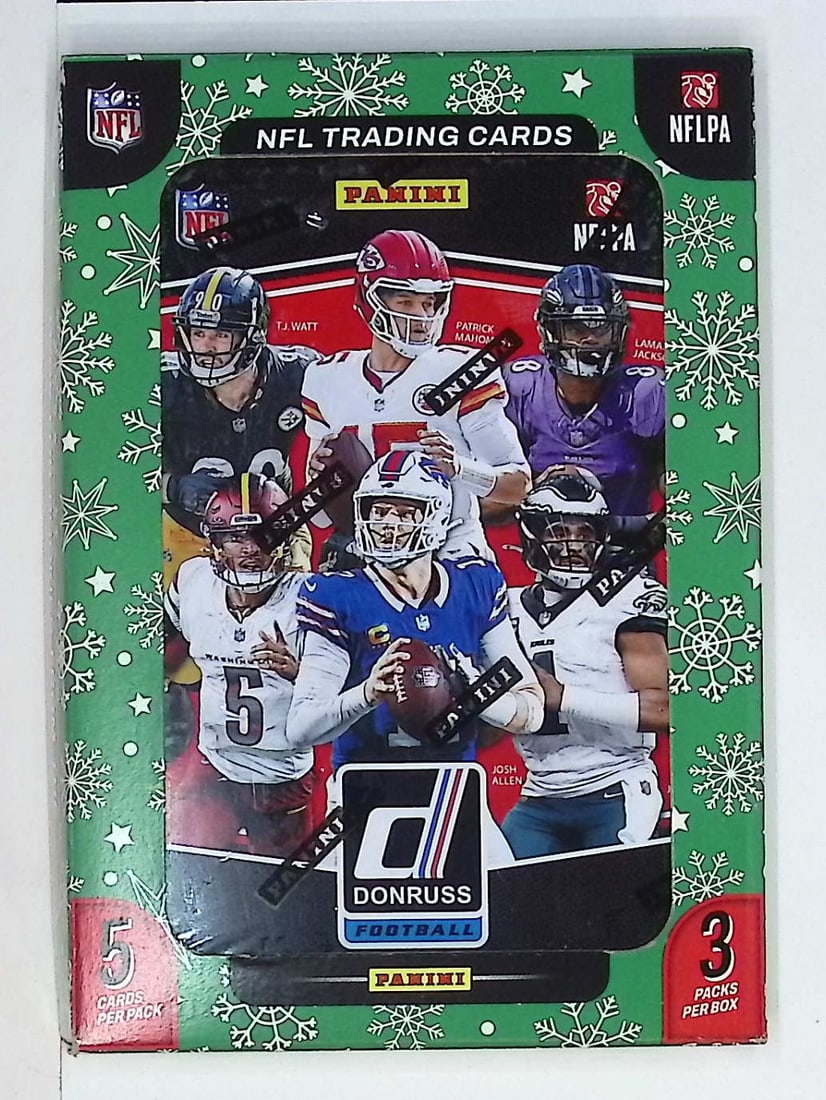 2025 Donruss Football Christmas Tin - Cam Ward, Emeka Egbuka, Ashton Jeanty, Travis Hunter, Omarion (1 of 1)