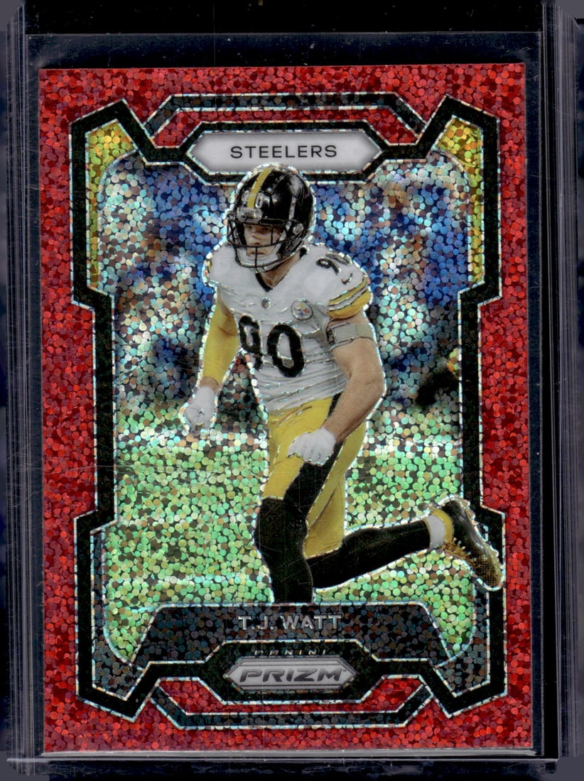 Tj Watt Red Sparkle Prizm SP 2023 Panini Prizm #254 Pittsburgh Steelers (1 of 2)