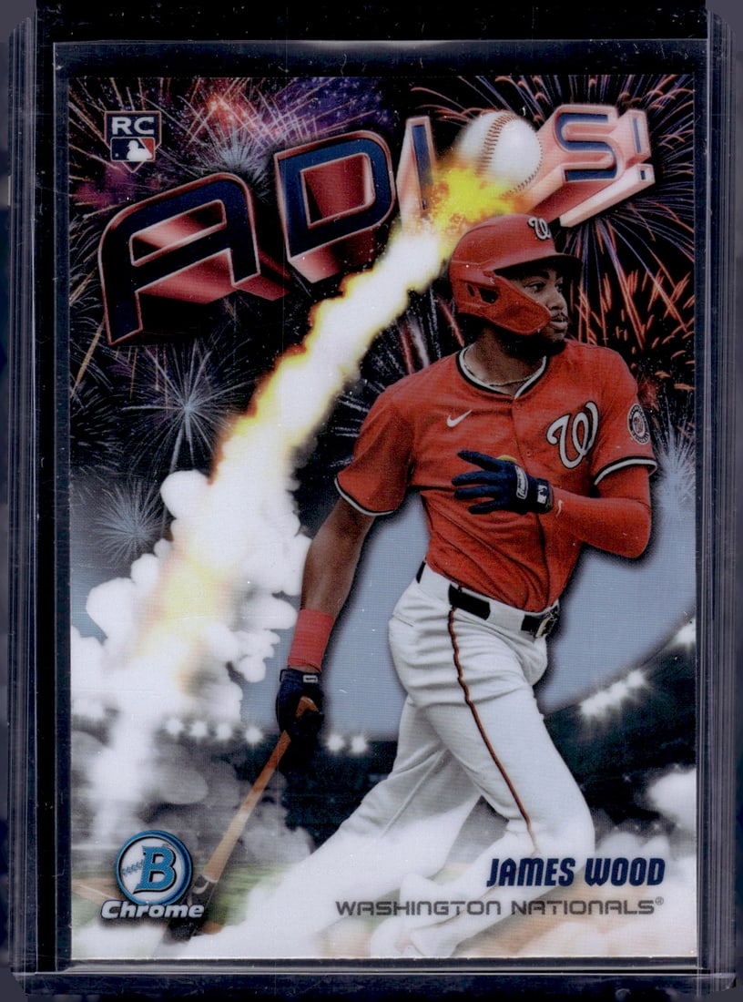 James Wood Rookie Card Adios 2025 Bowman Chrome #AD-4 Washington Nationals: Bowman Baseball MLB Trading & Sports Cards, Sports Cards for Sale Near Me, World Series & Hall of Fame Players, SP, SSP, Chrome, 1st Bowman, Auction Memorabilia Lots Sold On Line