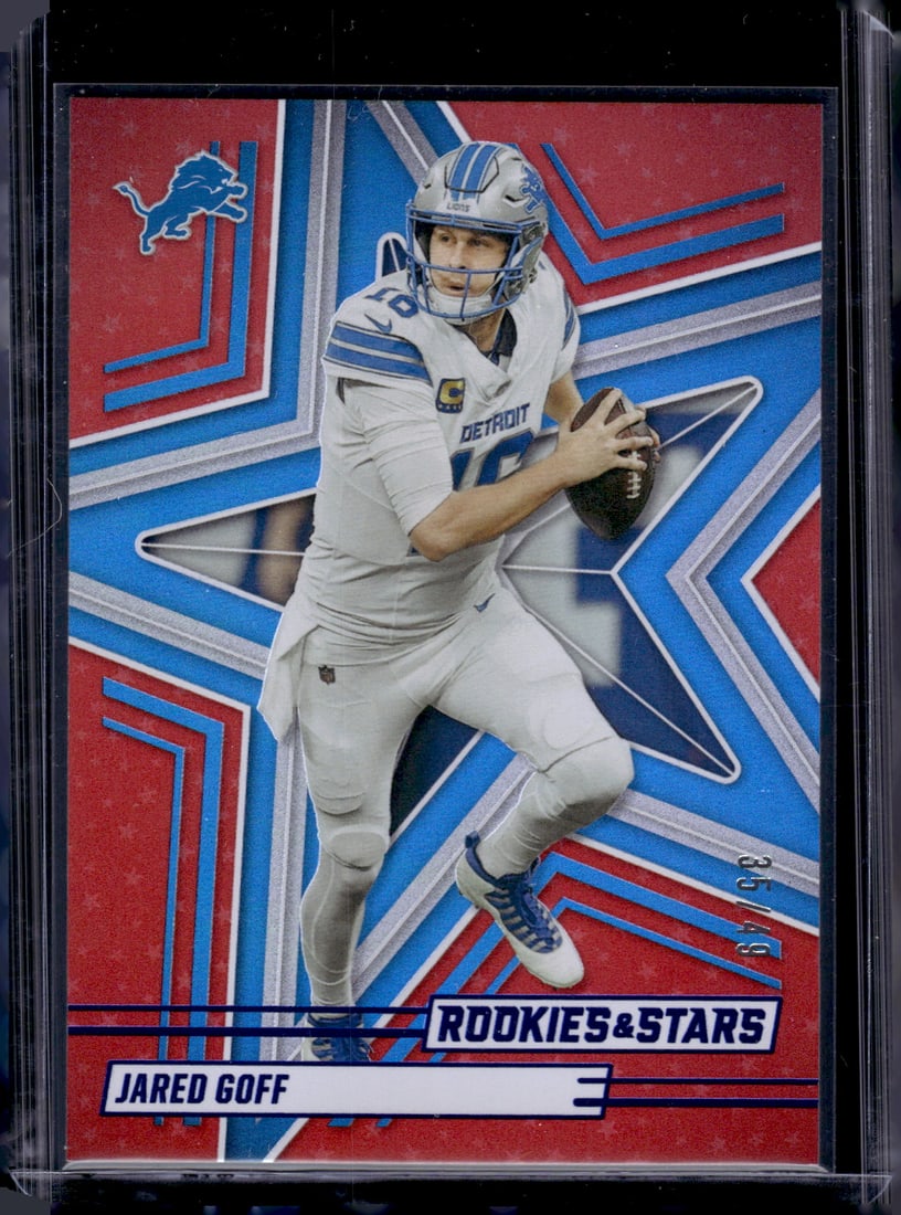 Jared Goff Red /49 2025 Rookies & Stars #67 Detroit Lions (1 of 2)