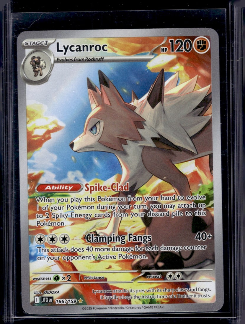 2025 Pokemon Journey Together Lycanroc Illustration Rare #166: Pokemon Trading Card Game Cards, Charizard, Pikachu, Mewtwo, Reverse Holo, Holo Rare, Secret Rare Cards, Full Art Cards, Eevee, Ultra Rare Card, Illustration Rare, Special Illustration Rare SIR