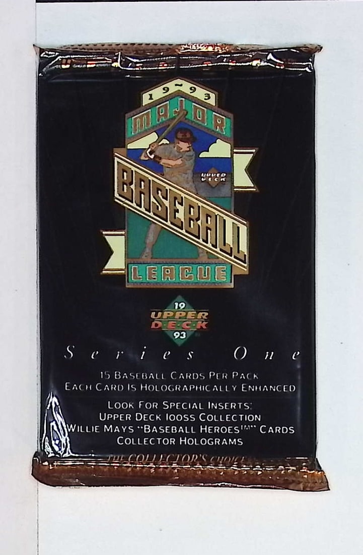 1993 Upper Deck Vintage Series 1 Baseball Card Retail box Wax Pack- MLB Sports Trading Card (1 of 1)