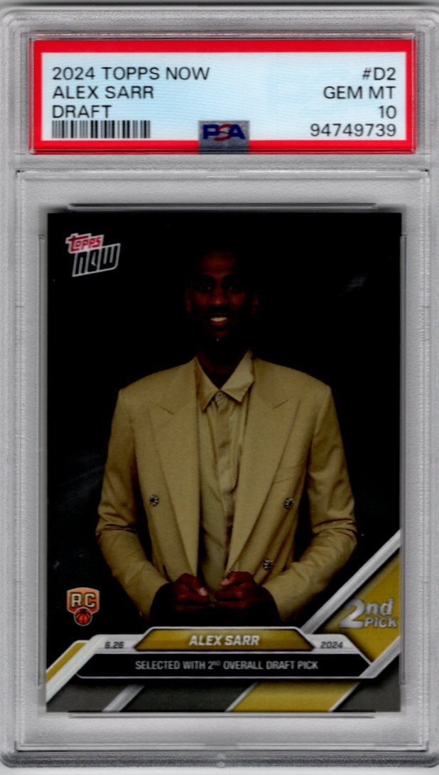 Alex Sarr Rookie Card 2024 Topps Now Draft #D-2 PSA 10 Washington Wizards (1 of 2)