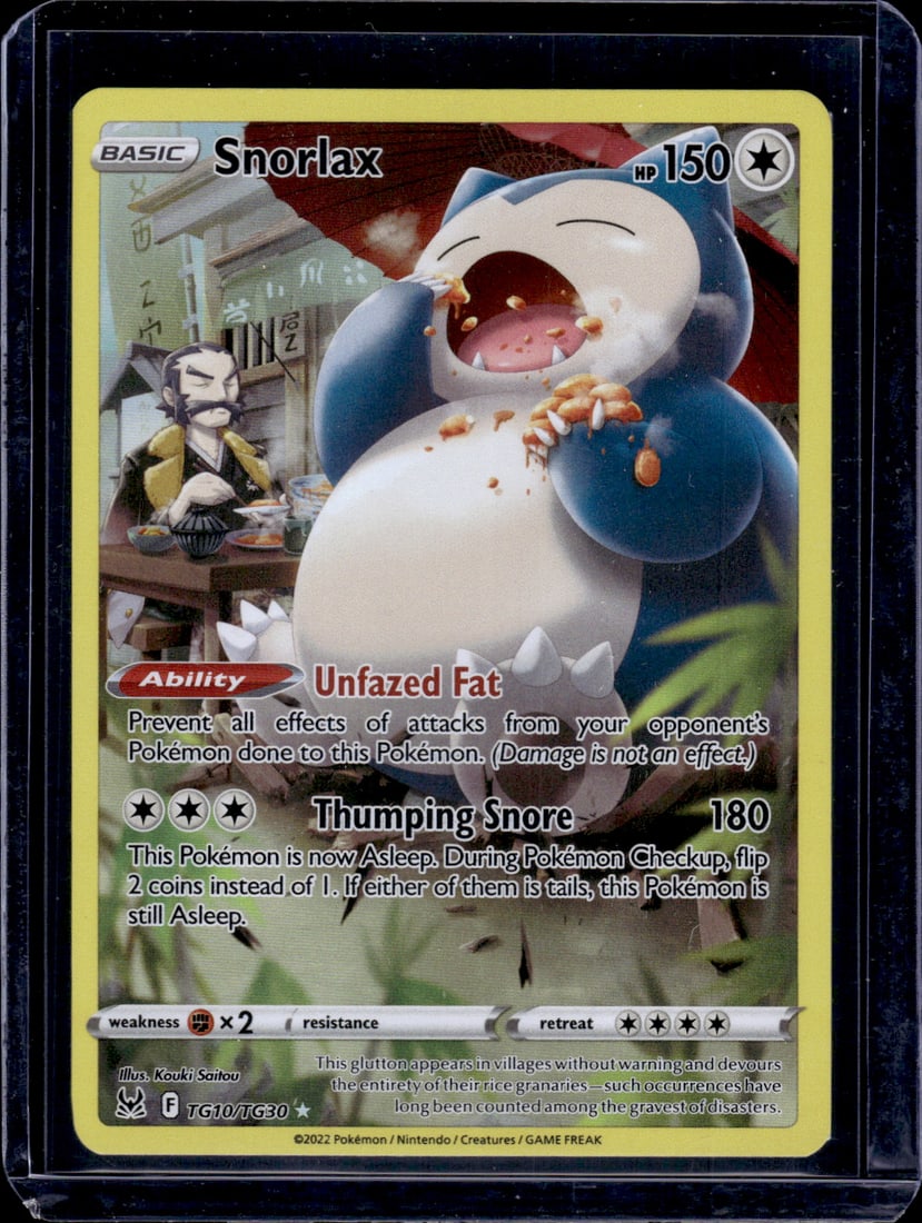 2022 Pokemon Lost Origin Trainer Gallery Snorlax #TG10: Pokemon Trading Card Game Cards, Charizard, Pikachu, Mewtwo, Reverse Holo, Holo Rare, Secret Rare Cards, Full Art Cards, Eevee, Ultra Rare Card, Illustration Rare, Special Illustration Rare SIR