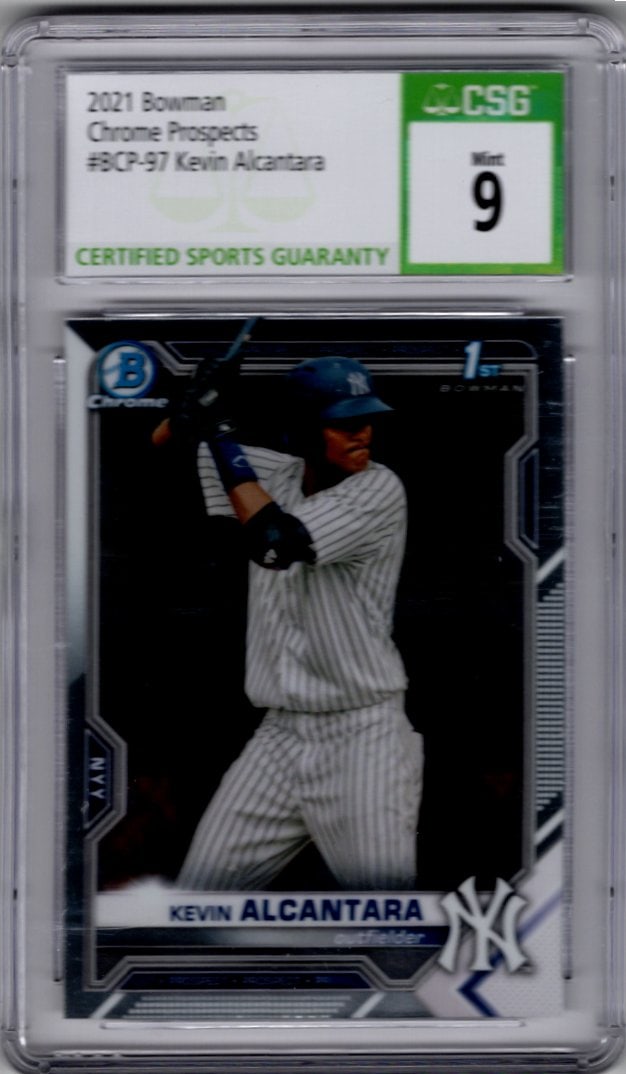 Kevin Alcantara 1st Bowman 2021 Bowman Chrome #BCP-97 CSG 9 New York Yankees (1 of 2)