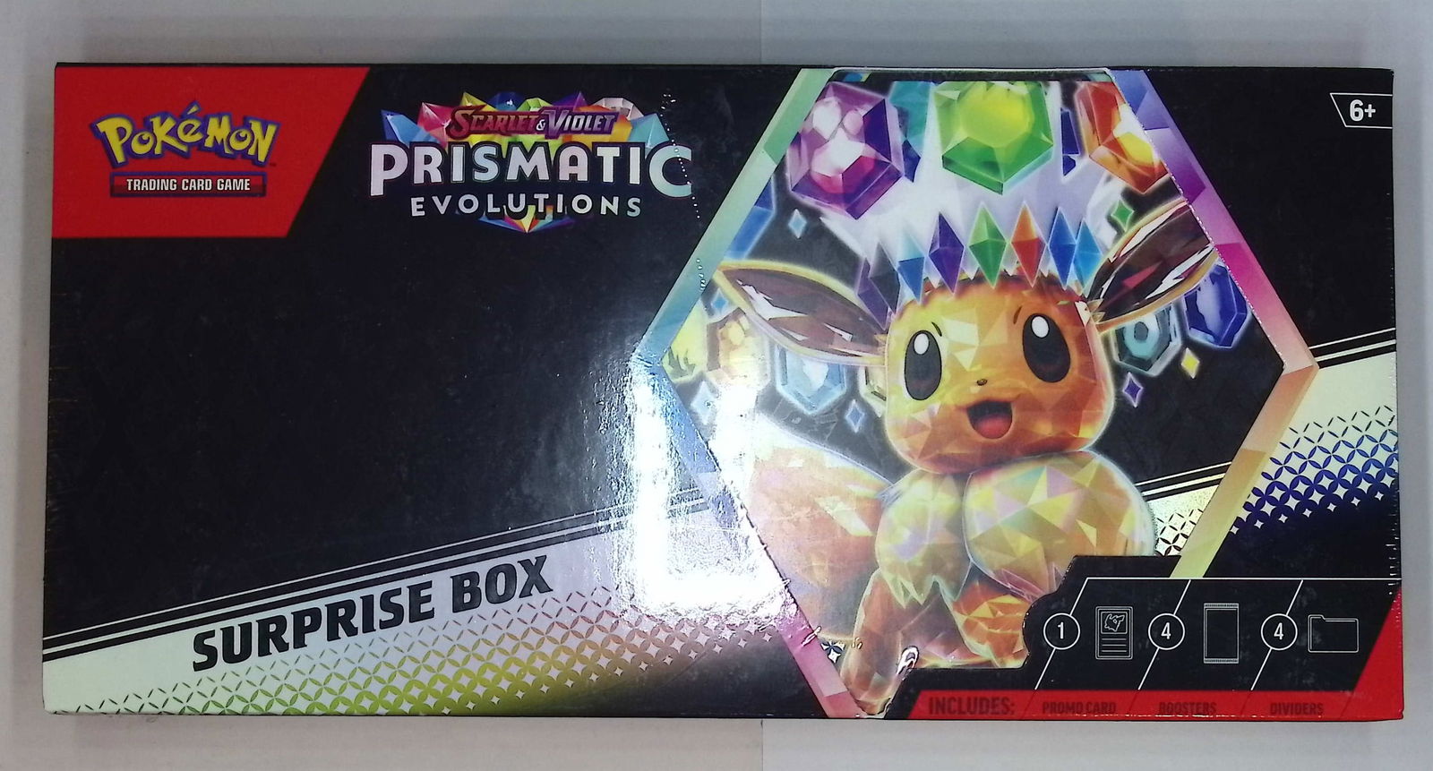 Pokemon Scarlet & Violet Prismatic Evolutions Surprise Box: 1 Foil Promo Card & 4 Booster Packs (1 of 2)