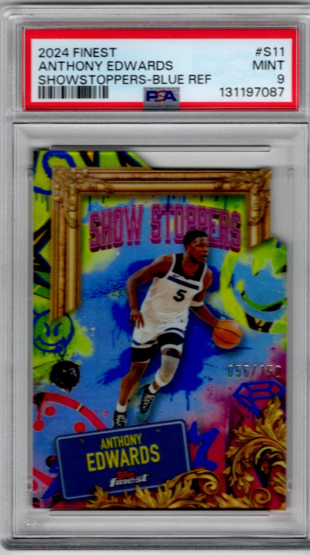 Anthony Edwards Blue Refractor /150 2024-25 Topps Finest #S-11 PSA 9 Pop 1 None Higher (1 of 2)