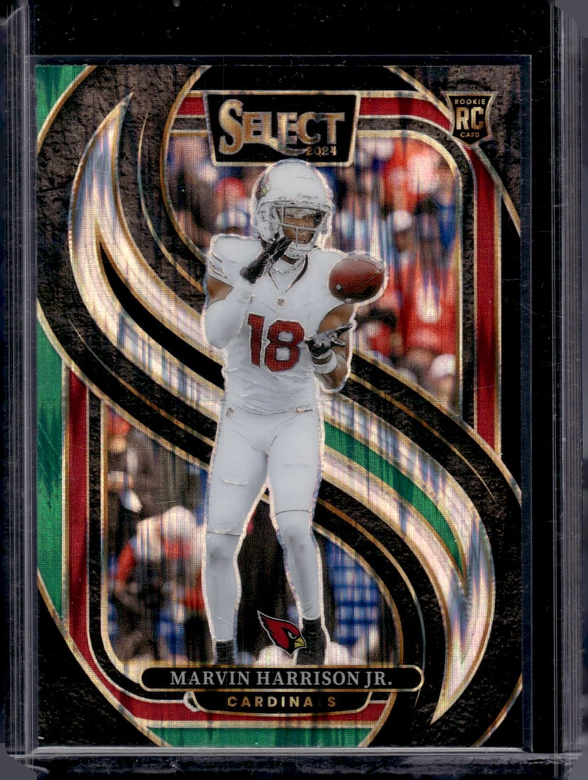 Marvin Harrison Jr. Rookie Card Green/Black Shock Prizm 2024 Select #115 Cardinals (1 of 2)