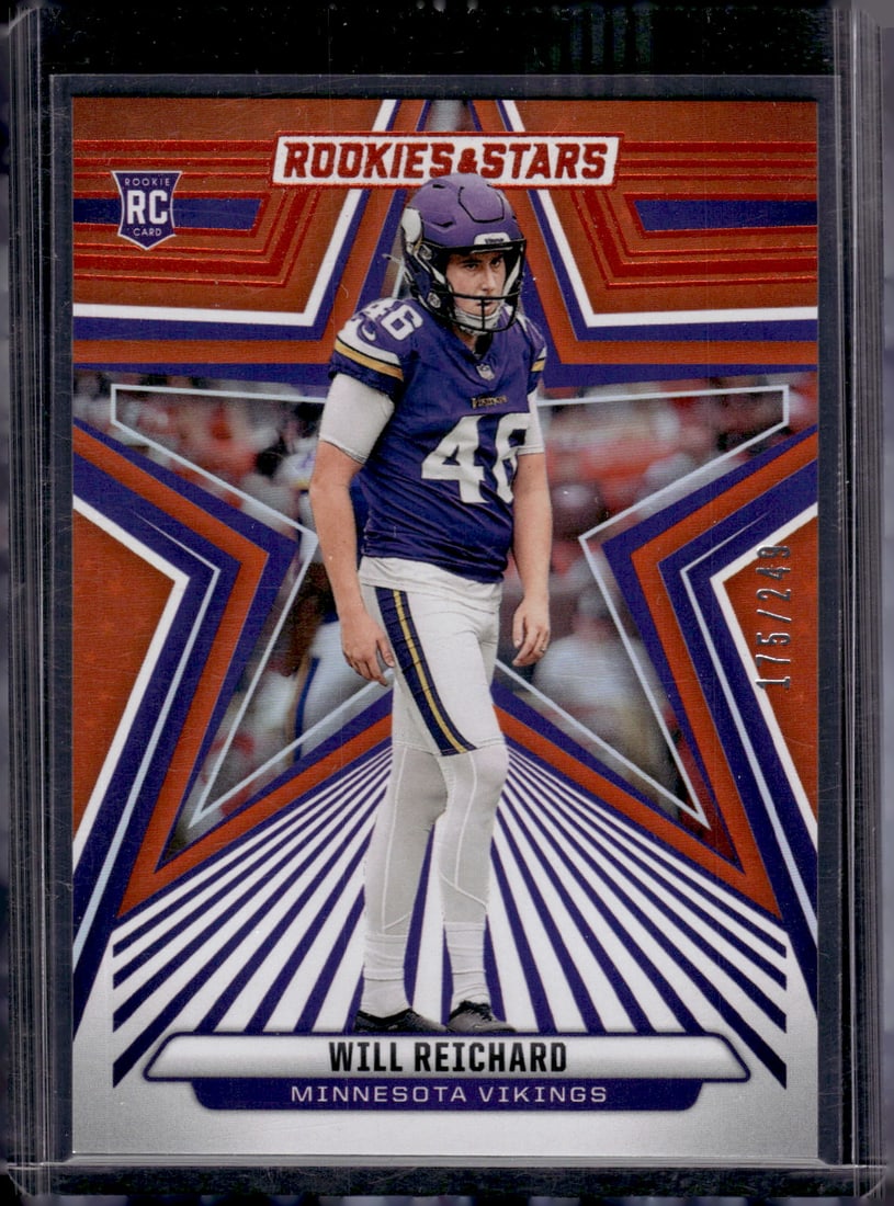 Will Reichard Rookie Card Orange /249 2024 Rookies & Stars #197 Minnesota Vikings (1 of 2)