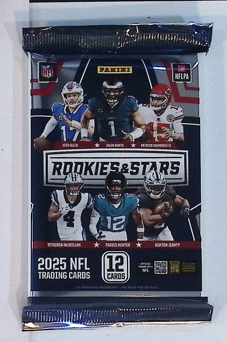 2025 Panini Rookies & Stars Football BLASTER BOX PACK Jaxson Dart, Travis Hunter, Emeka Egbuka: Panini Rookie Football NFL Trading & Sports Cards, Rookie Cards in This Set areJaxson Dart, Travis Hunter, Emeka Egbuka Football & Sports Cards for Sale Near Me, Silver, Wave, Autographs, SP, SSP, Num