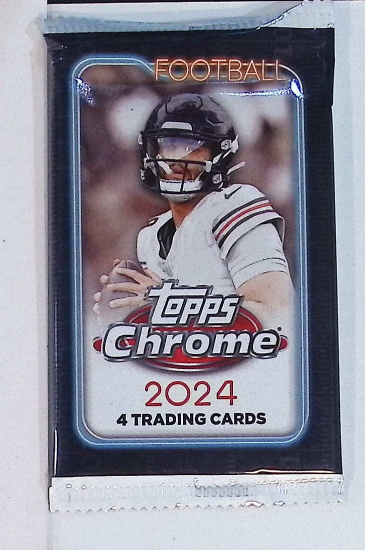 2024 Topps Chrome Football Cards BLASTER Box Pack Drake Maye, Jayden Daniels Rookie Card (1 of 1)