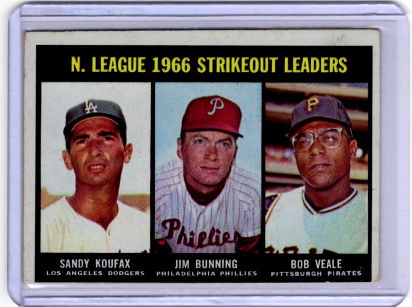 Koufax/Bunning/Veale 1967 Topps #238 Vintage Baseball Card (1 of 2)
