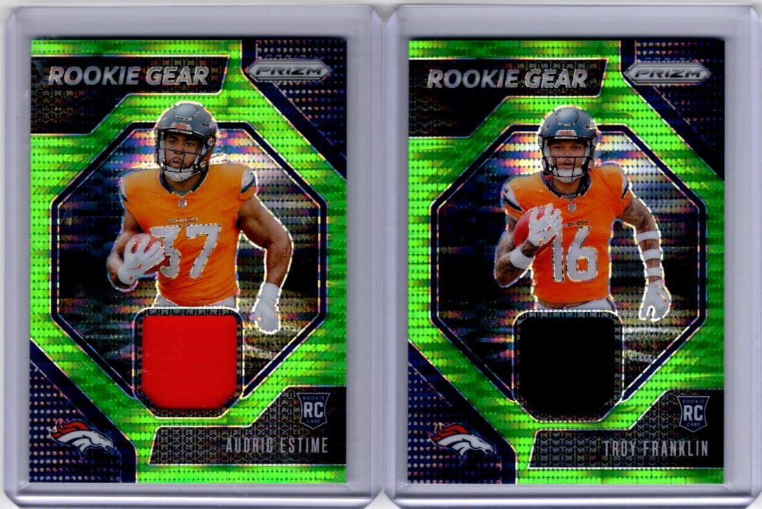 Lot of 2 2024 Prizm Neon Green Pulsar Rookie Patches. Audric Estime & Troy Franklin (1 of 2)